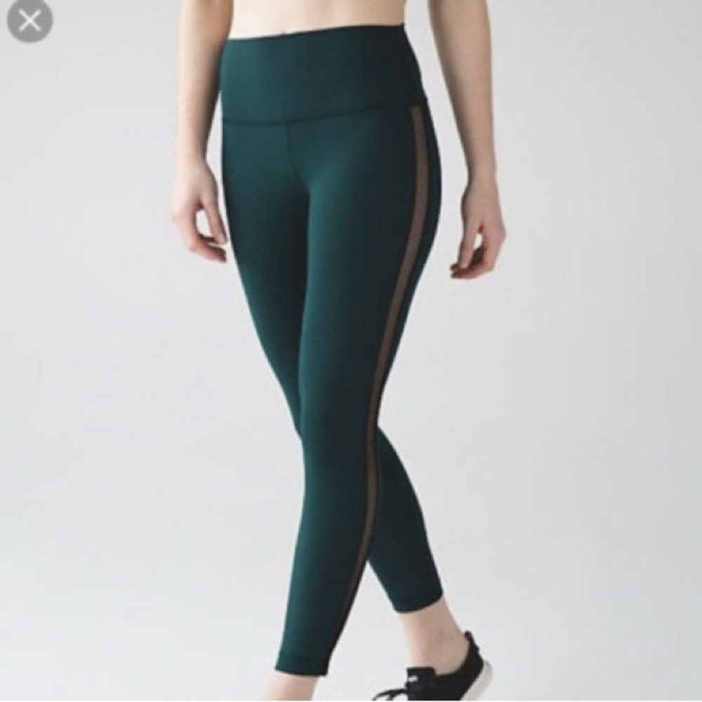 Lululemon High Times Pant Wing Mesh DEEP GREEN W5AC1S Size 6